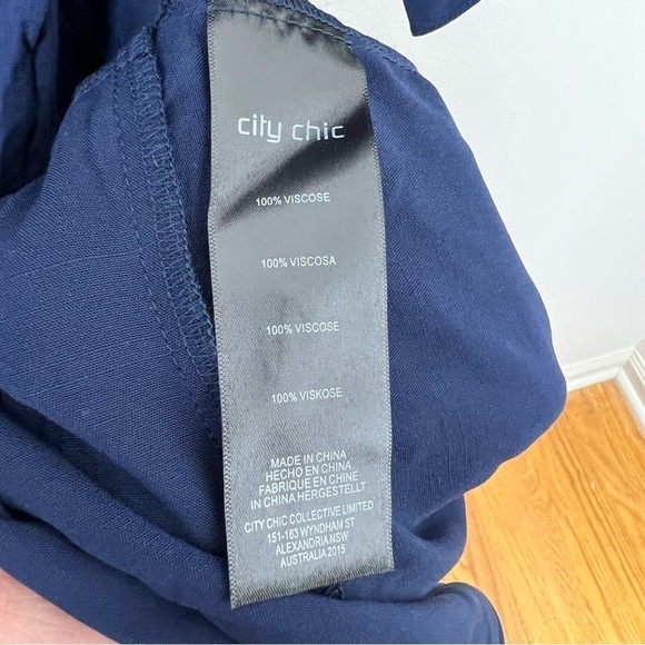 NWT City Chic Fiesta Fun Faux Wrap Navy Dress - Picture 5 of 11